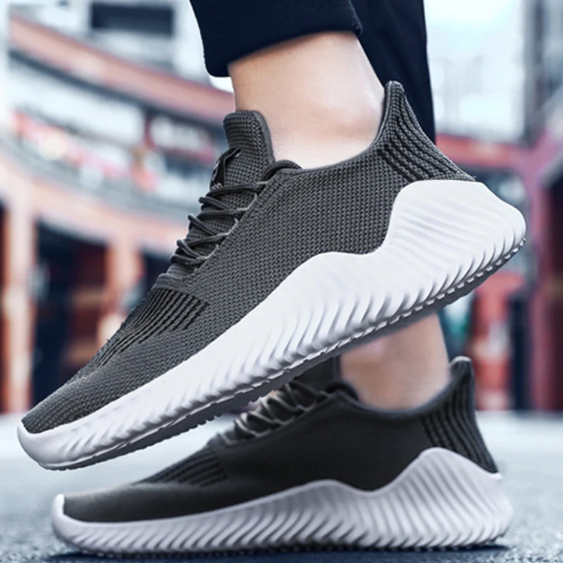 

Summer Mens Shoes Fly Weaving Breathable Casual Sneakers Round Toe Lace-up Mesh Lightweight Flats Zapatillas Para Hombre