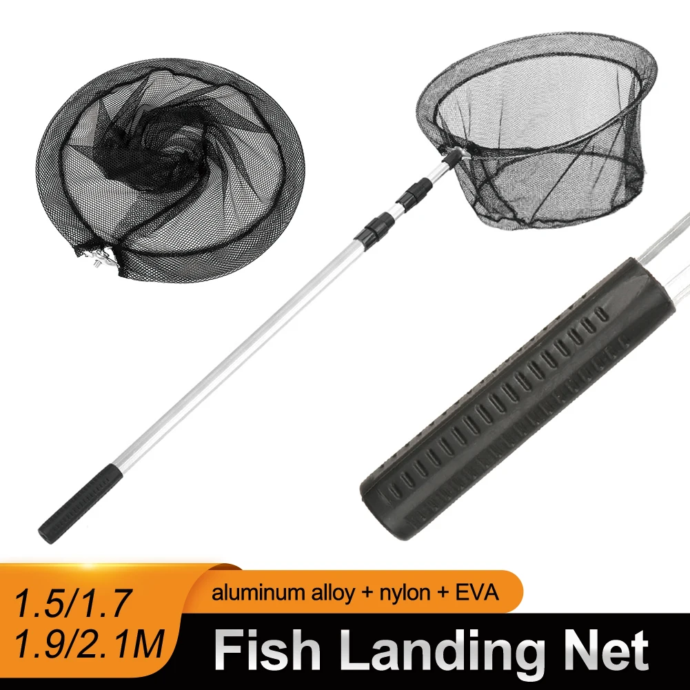 

2.1M 1.7M 1.5M Telescopic Landing Net Folding Fishing Pole Extending Fly Carp Course Sea Mesh Fishing Net For Fly Fishing