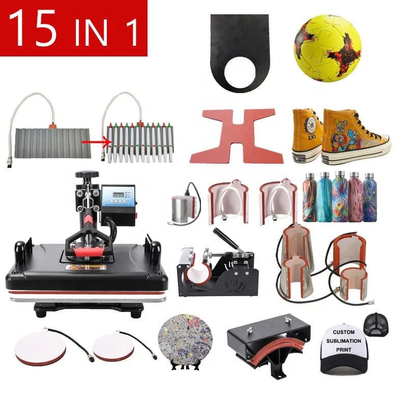 

Factory 15 In 1 Heat Press Machine Sublimation machine For Mug/hat/T shirt/shoe/pen/Football/Volleyball