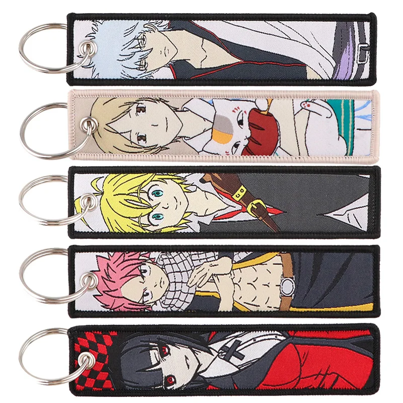 

Embroidered Cute Key Tag Keychains Women Japanese Anime Keychain for Car Motorcycles Keys Keyring Men Holder Jewelry Gifts