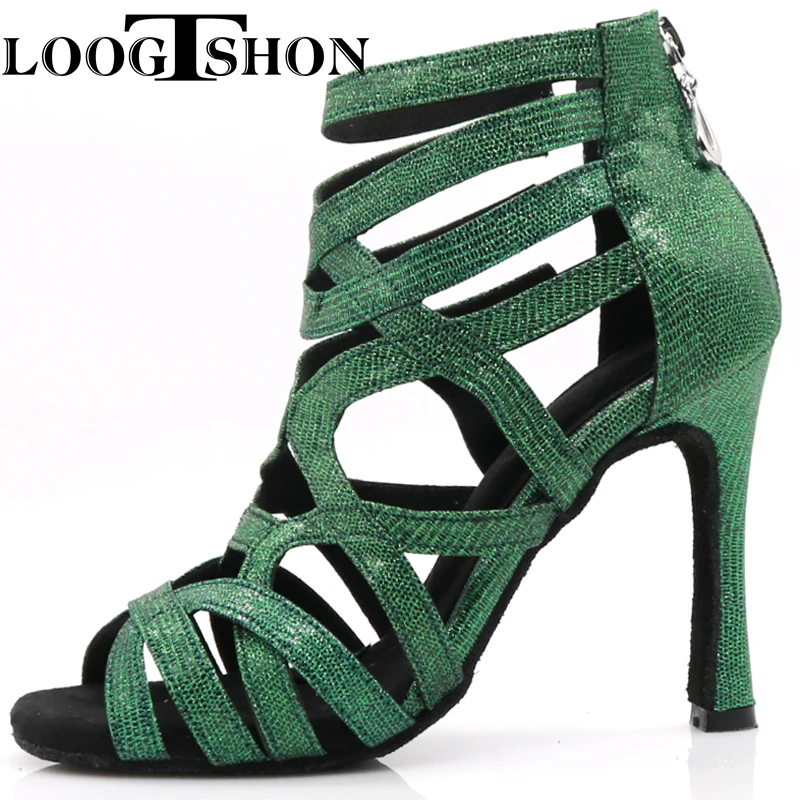 Loogtshon Dance Shoes for Women Ballroom Latin shoes Ladies Modern Tango Dancing Performance Shoes Salsa Sandals 7.5CM Heel