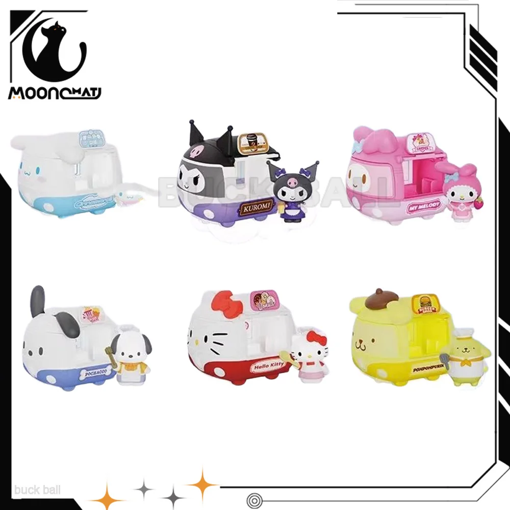 

Sanrio Kuromi Blind Box Pochacco Cinnamoroll Hellokitty Mysterious Box Gourmet Dining Car Original Kawaii Toy Ornament Girl Gift