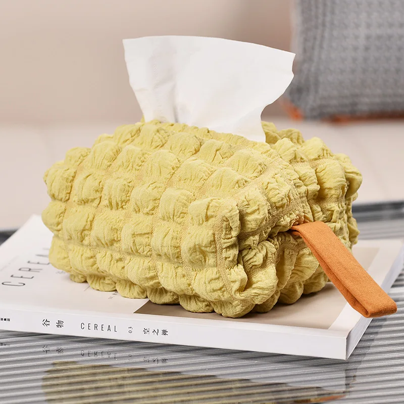 

Cute and Sweet Hanging Bedroom Desktop Storage Bag Car Tissue Box Kawaii Luxury Soft Cream Puff Fabric Tissue Bag