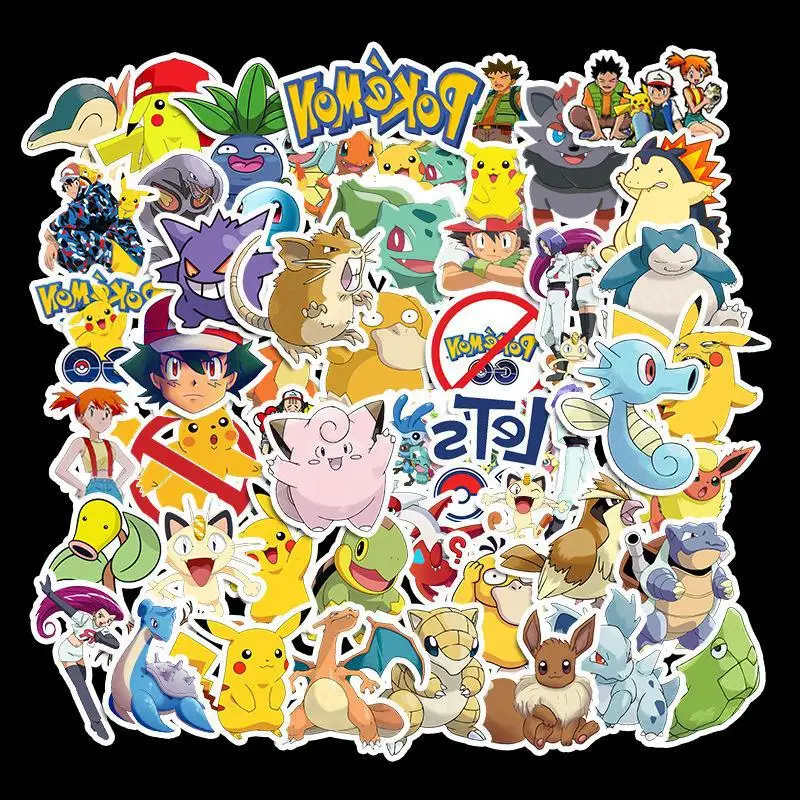 

50 Packs of Waterproof Sunscreen Notebook Trolley Box Pokémon Cartoon Stickers