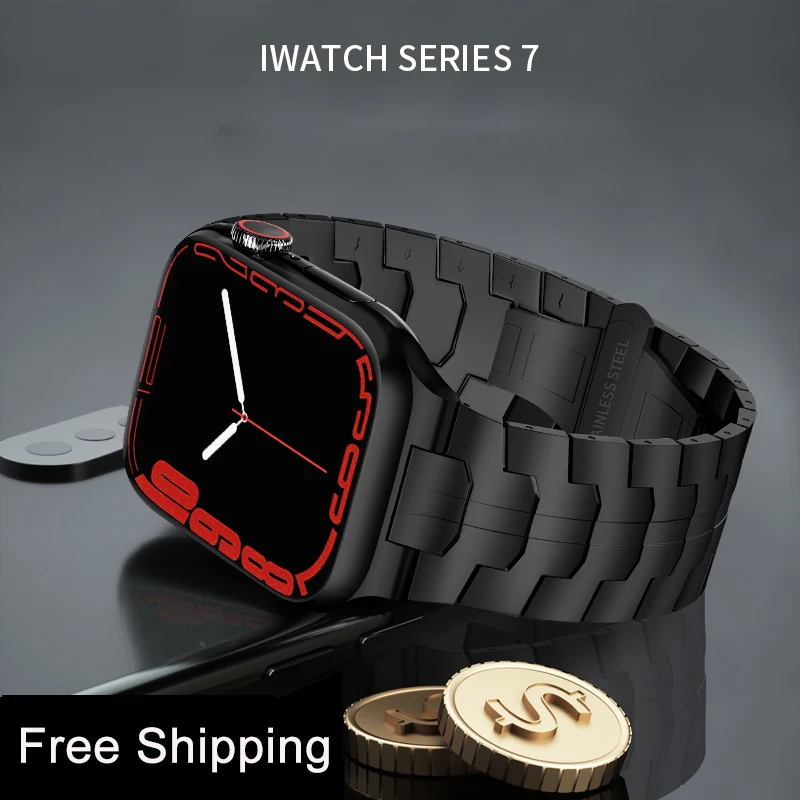 316L Stainless Steel Strap for Apple watch Ultra 49mm Fine Steel Link Bracelet Wristband For iwatch7 6 5 4 SE 45/44/ 40/42/38mm