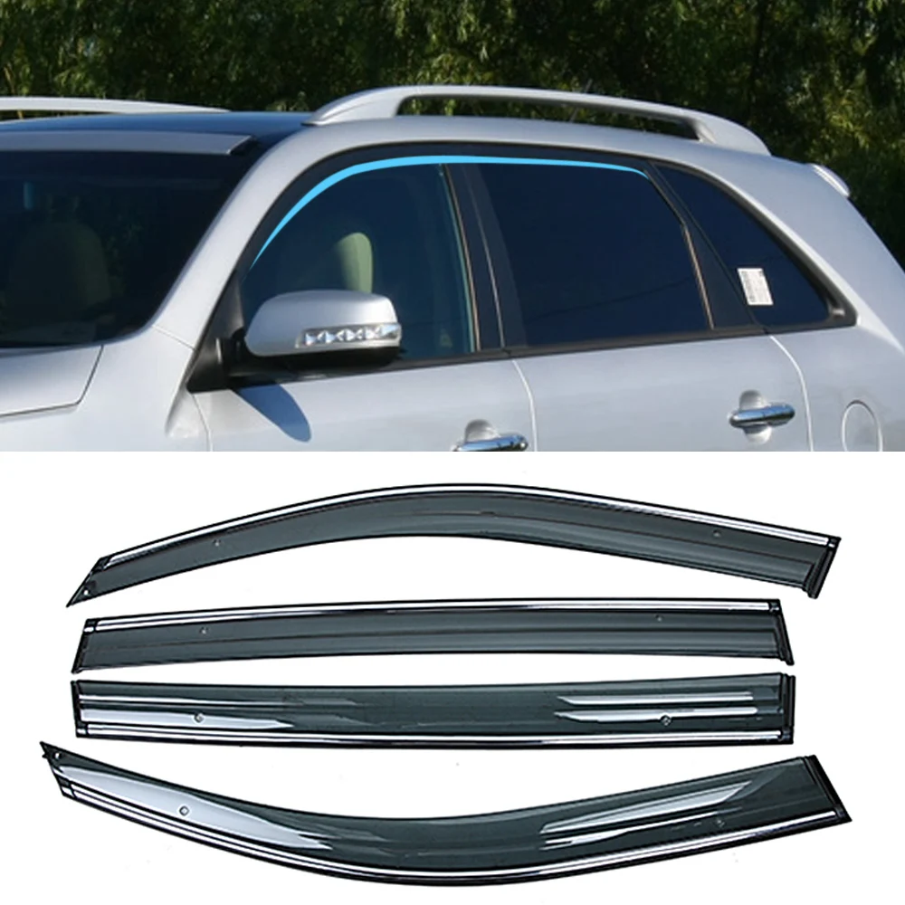

For KIA Sorento XM 2009-2014 Car Window Sun Rain Shade Visors Shield Shelter Protector Cover Frame Sticker Exterior Accessories