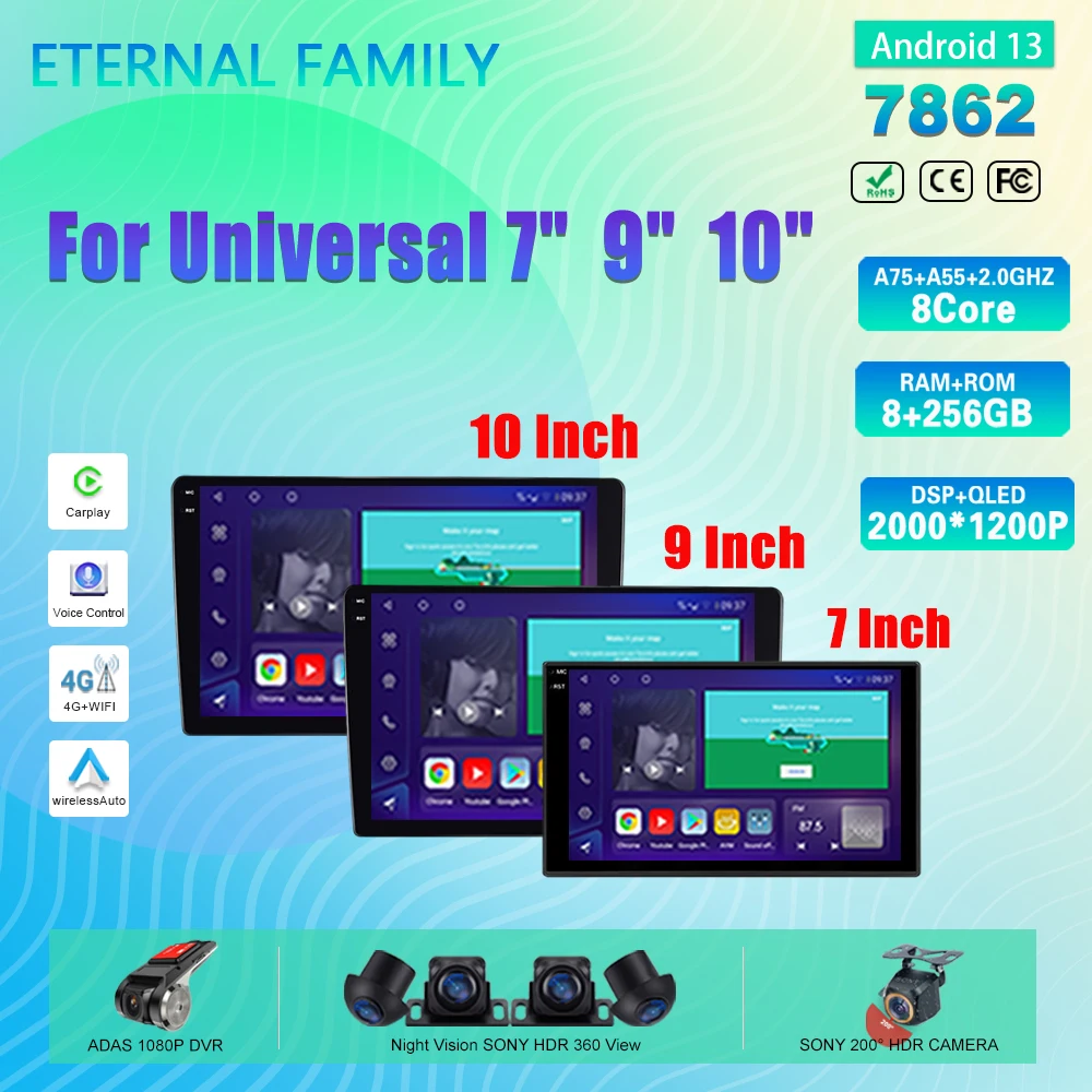 Автомагнитола автомобильная 7 дюймов 9 10 Android Wi-Fi GPS