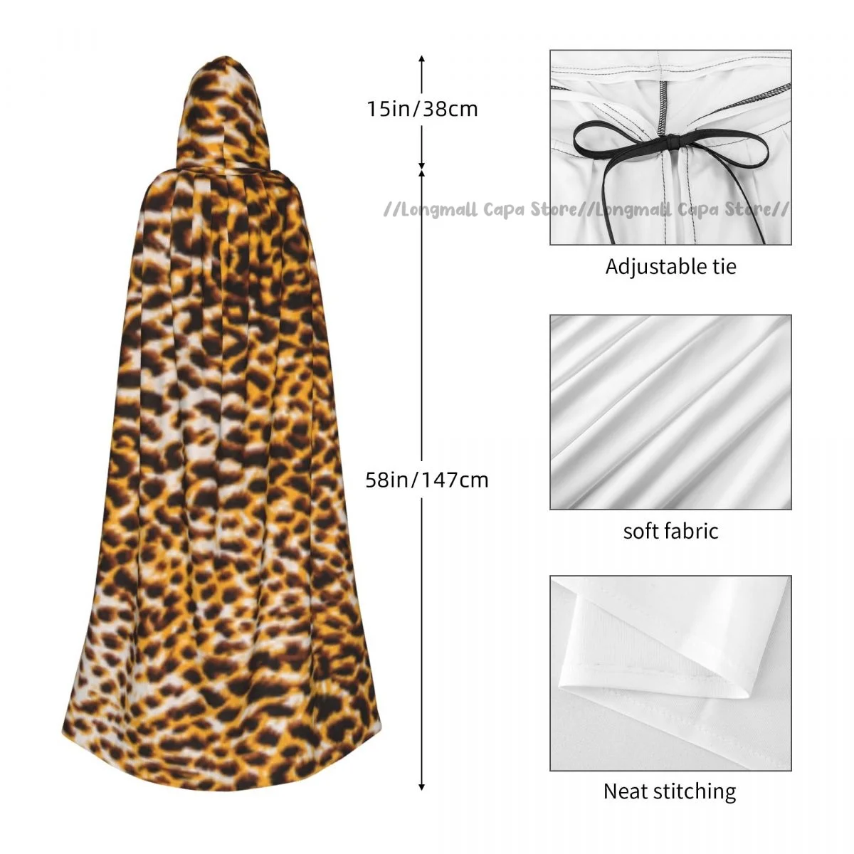 Накидка с леопардовой текстурой капюшоном для косплея