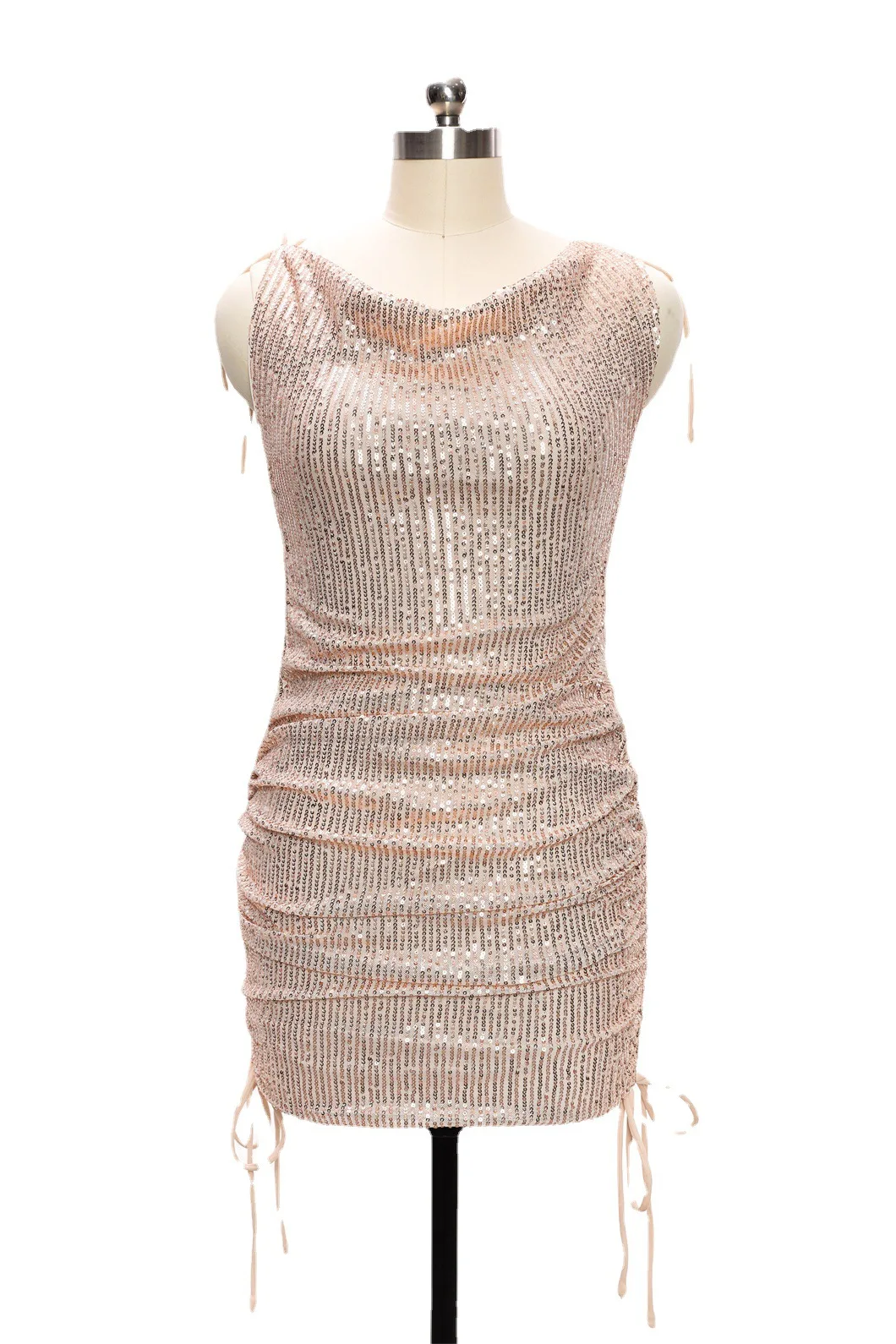 Women Spaghetti Sequined Mini Dress Bandage Sleeveless Slim Evening Party Bodycon Dress Sexy Fashion Nightclub Dresses