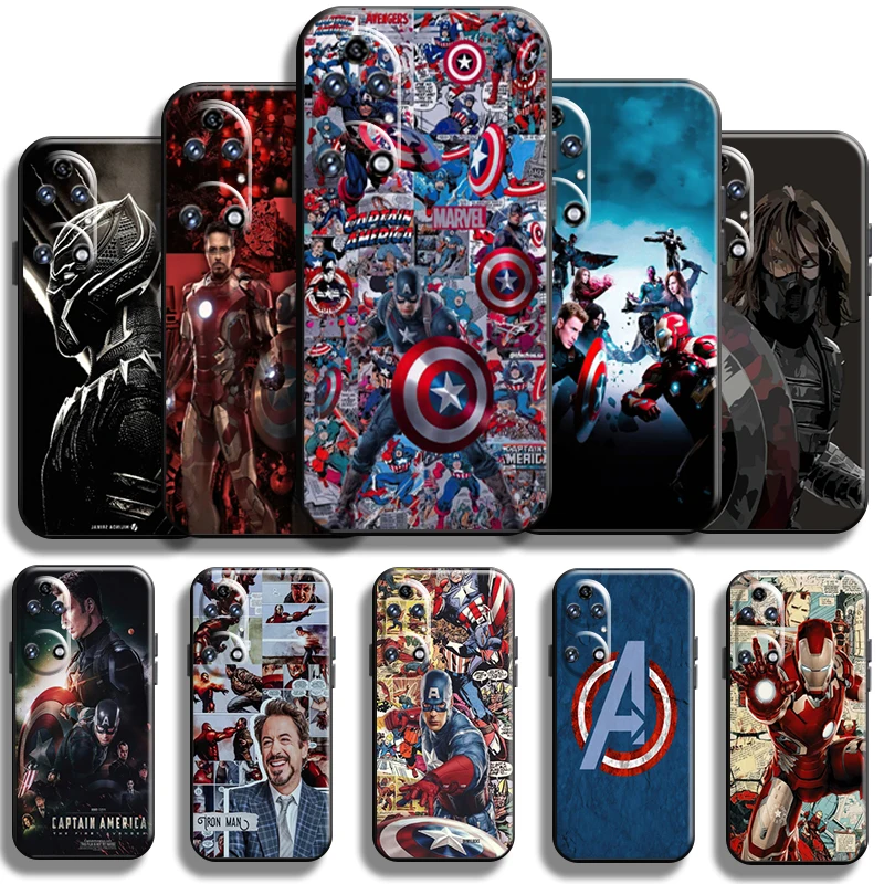 

Captain America Iron Man Winter Soldier Phone Case For Huawei P50 P50 Pro Cover Coque TPU Liquid Silicon Full Protection
