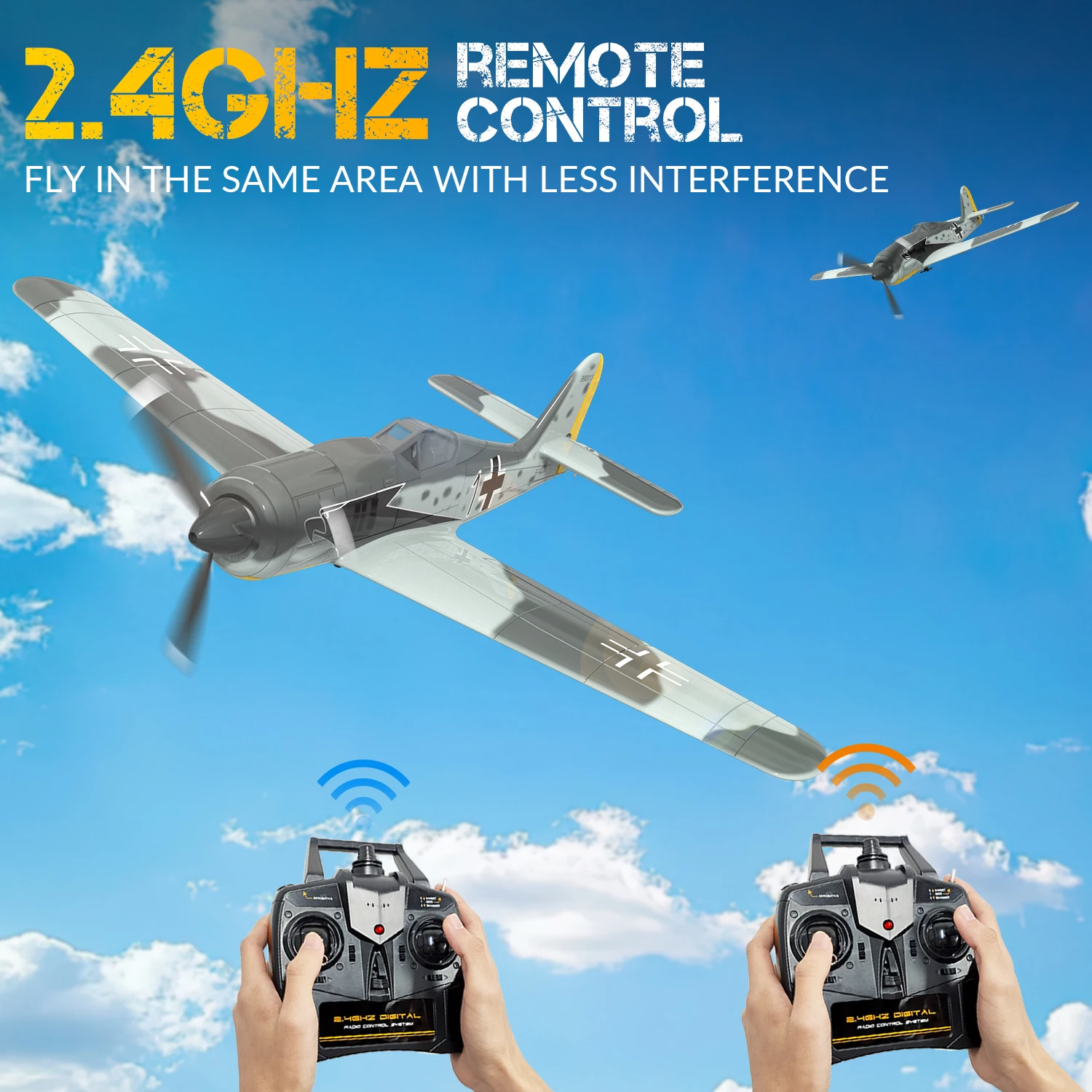 Фото Радиоуправляемый самолет Volantex FW190 2,4G, 6-осевой, 4-канальный EPP, 400 мм, размах с фиксированным крылом, радиоуправляемый истребитель, одноклавишный пилотажный RTF Warbird Plane №2