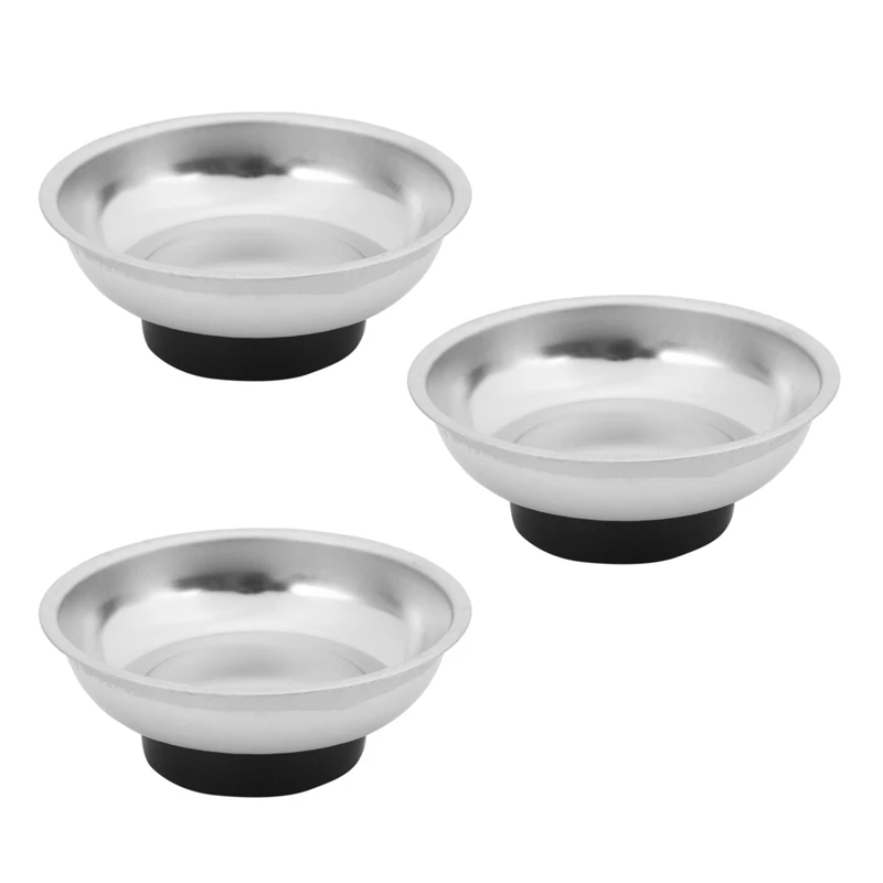 

3X круглые магнитные детали из нержавеющей стали, миска, инструмент, лоток, гайки, болты, винты, запчасти, лоток, магнитные детали, серебристая...