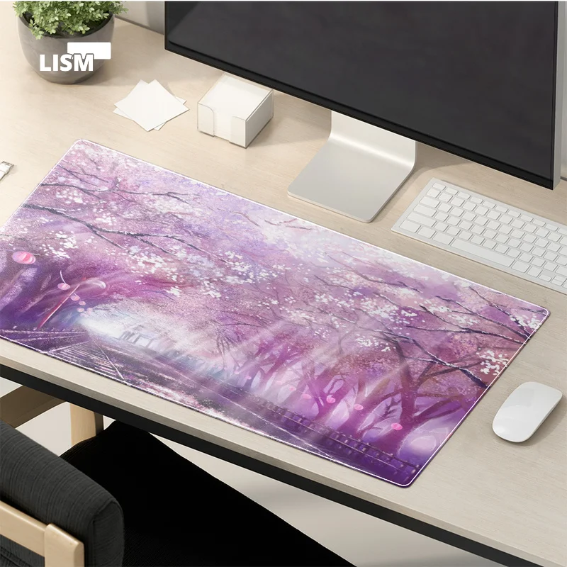 

Colourful Cherry Blossom Mousepad Customizable Home Computer Keyboard Desk Mats Laptop Anti-slip Material Beautiful Landscape