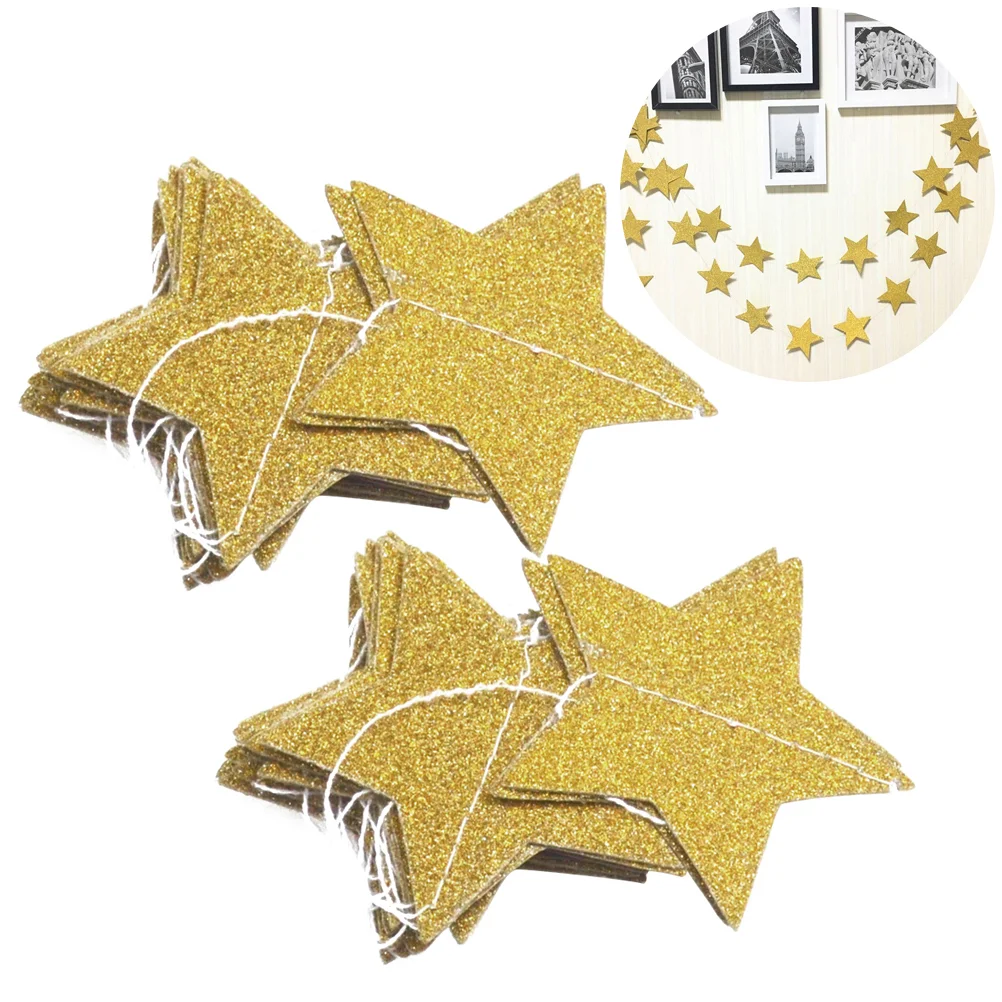 

Star Garland Paper Hanging Gold Stars Banner String Decor Christmas Glitter Cutouts Wedding Twinkle Party Little Golden