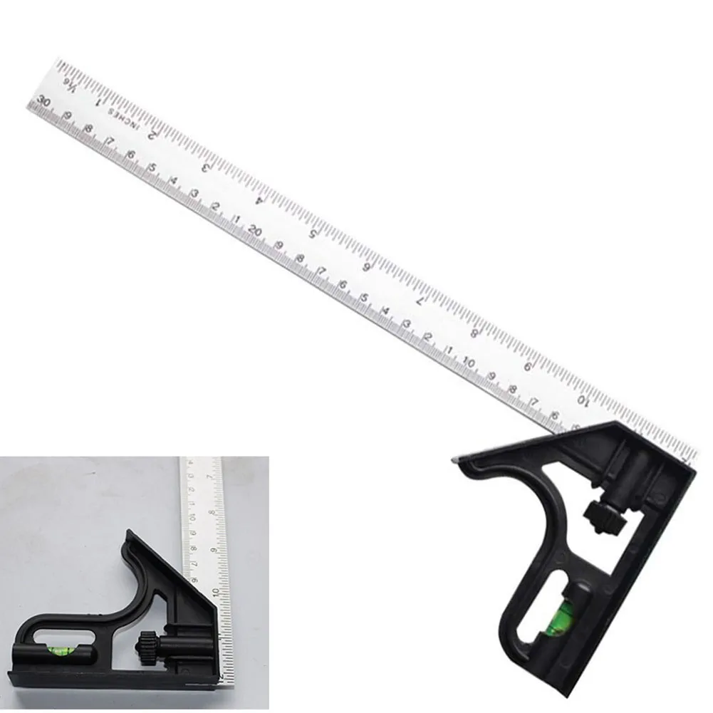 

300MM 90 Degree Adjustable Combination Square Angle Ruler Metric Ruler Finder Protractor Level Multifunctional Gauge Measuring