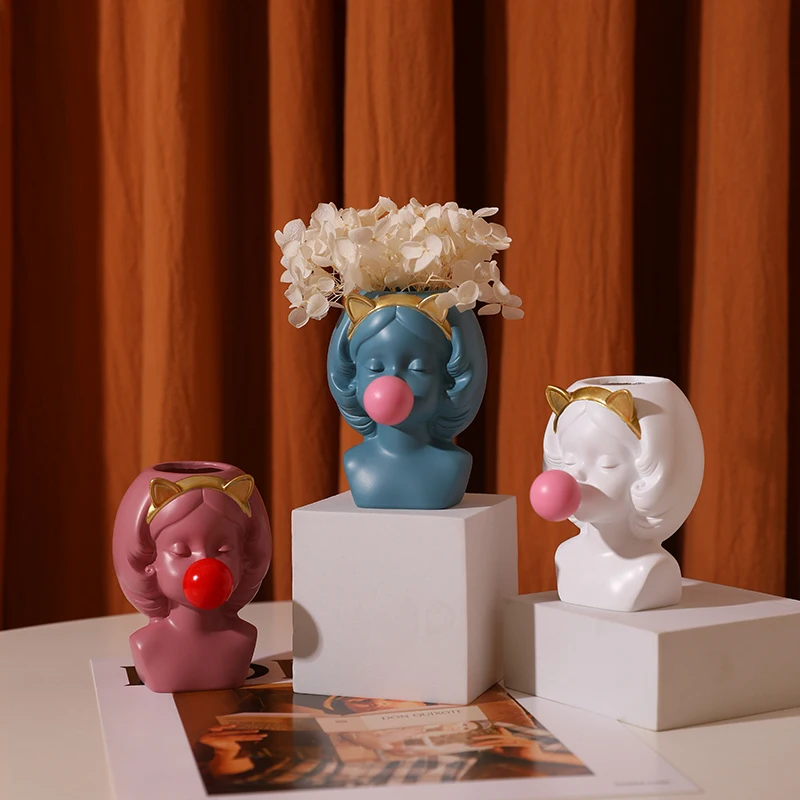 Скандинавский пузырь Кролик Девочка полимерная ваза магазин аксессуаров