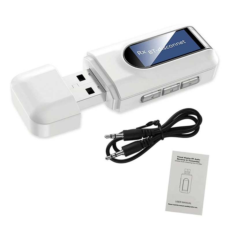 

Bluetooth 5.0 Transmitter Receiver 2 In 1 Wireless Audio 3.5 Mm USB AUX Adapter