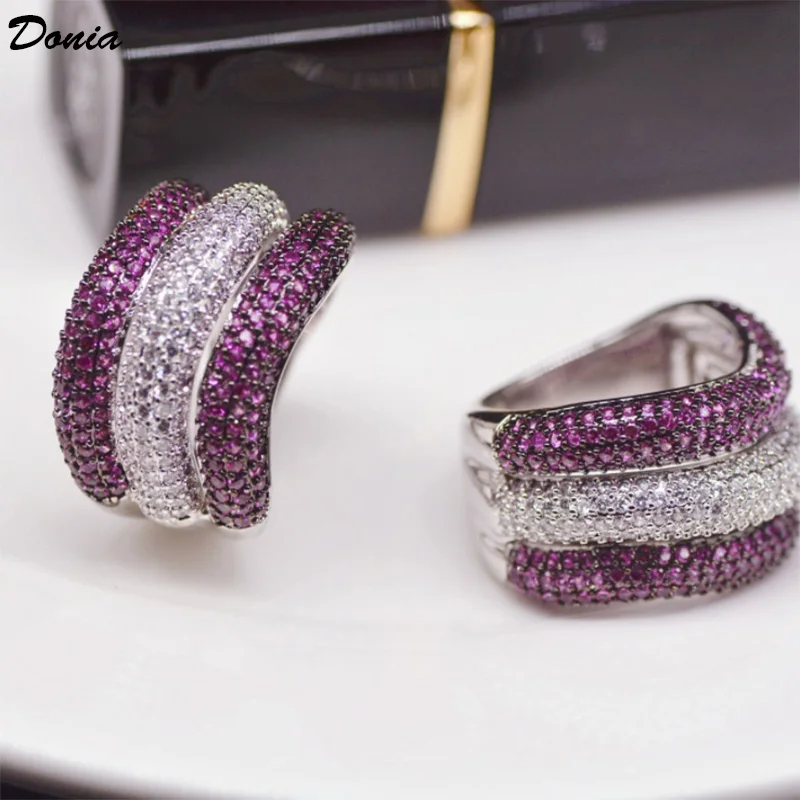 

Donia jewelry European and American creative personality increase ring three rows AAA zircon ring fashion ladies banquet ring