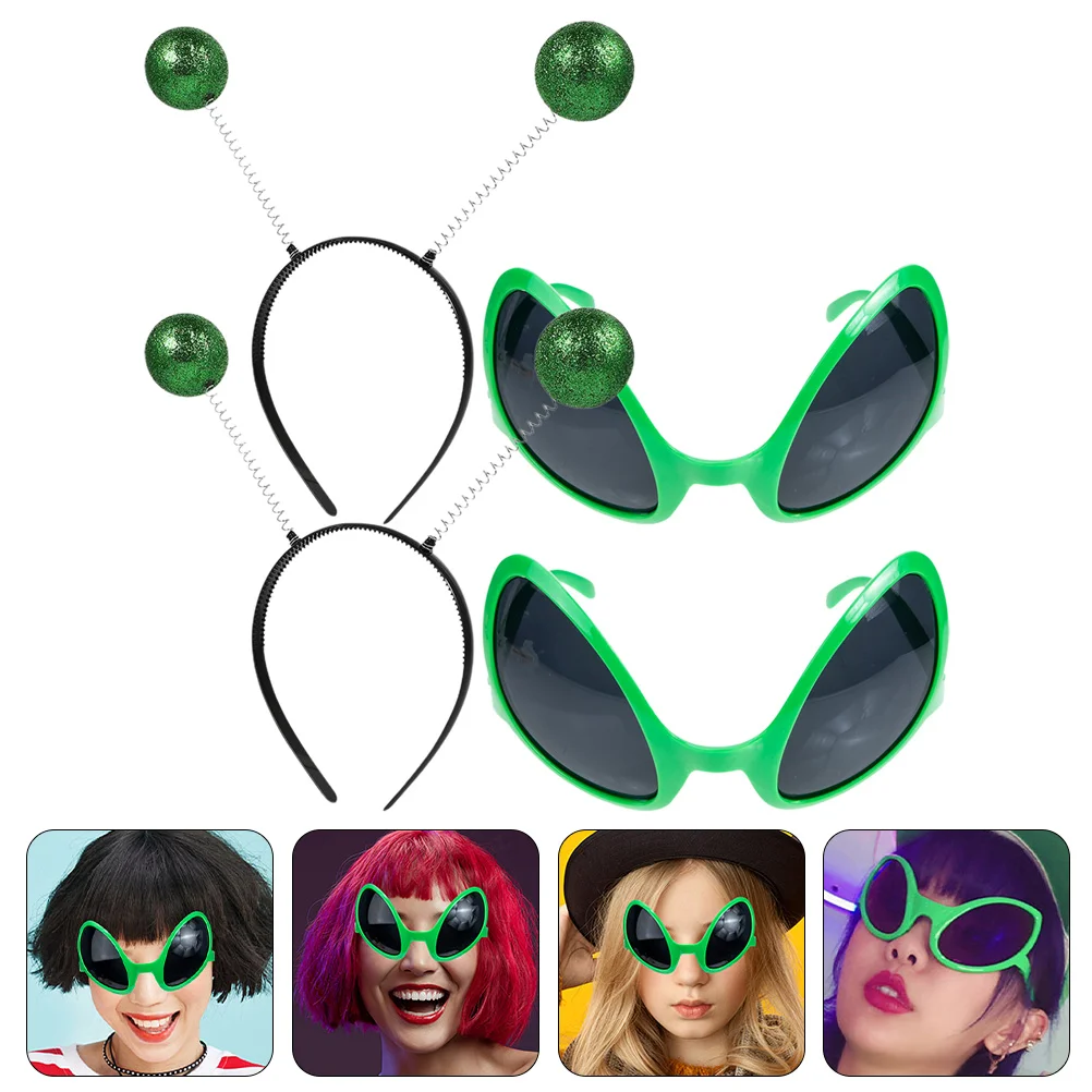 

2 Sets Aldult Alien Headband Child Cosplay Glasses Birthday Party Favors Plastic Funny Eyeglasses