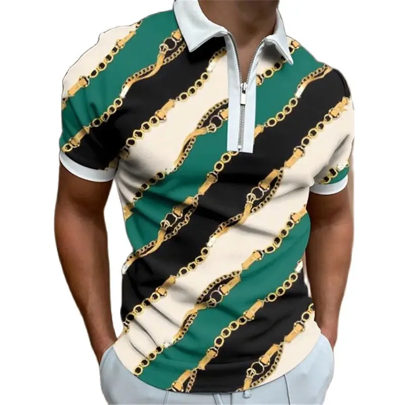 

European and American style golf polo shirt summer short-sleeved polo shirt quick-drying micro-elastic color printing short-slee