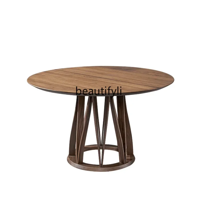 R11 Северная Америка Черный орех Деревянный круглый стол Обеденные столы и стулья