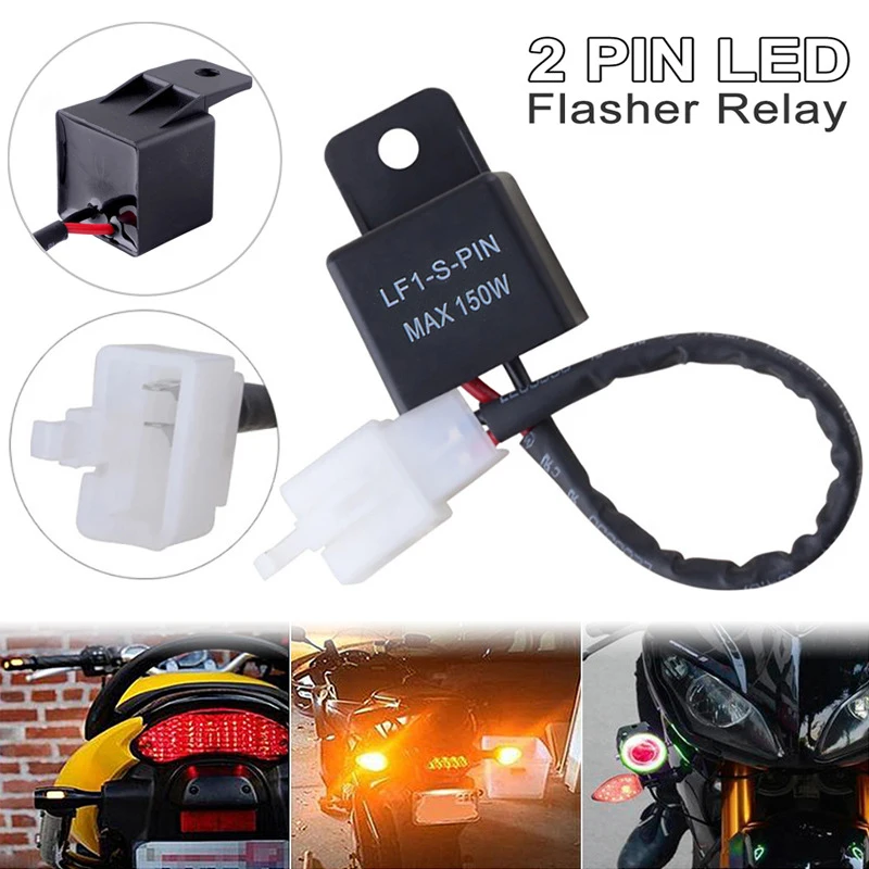

2PIN Flasher Relay With Terminal Motor Turn Signal Bulb Hyper Flash 12A Electronic LED Flasher Relay Motorcycle Modification