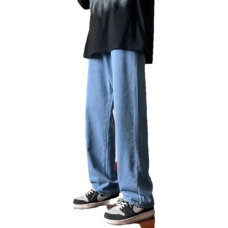 Blue Black Baggy Jeans Men Fashion Retro Casual Straight Jeans Men Streetwear Korean Loose Denim Pants Mens Trousers S-4XL