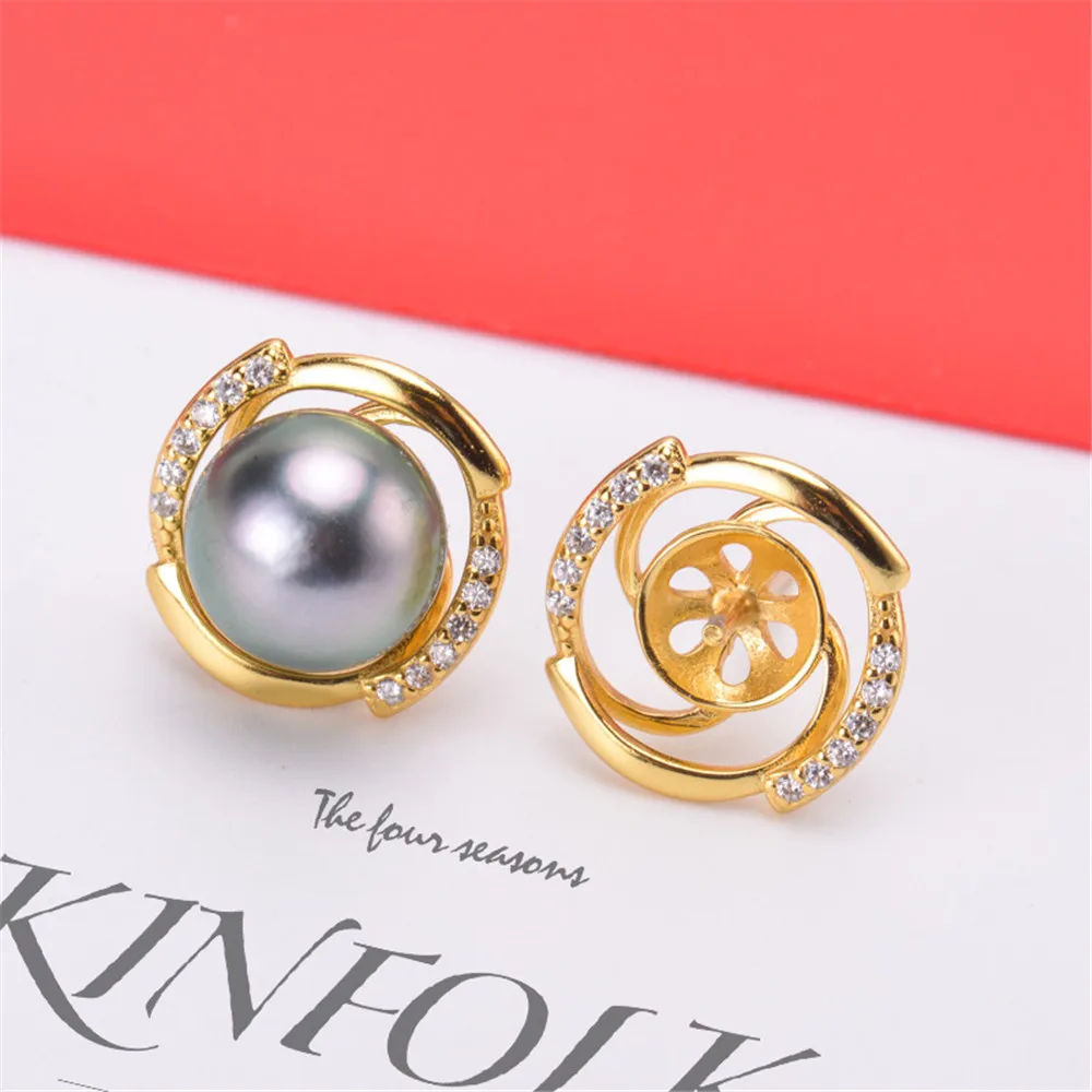 

Real Solid 925 Sterling Silver Pearl Stud Earrings Accessories Findings DIY Jewelry Ear Hook Blank Empty Support