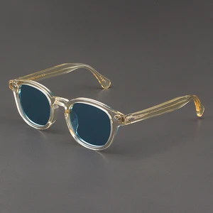 Johnny Depp Sunglasses Man Lemtosh Polarized Sun Glasses Woman Luxury Brand Vintage Yellow Acetate F