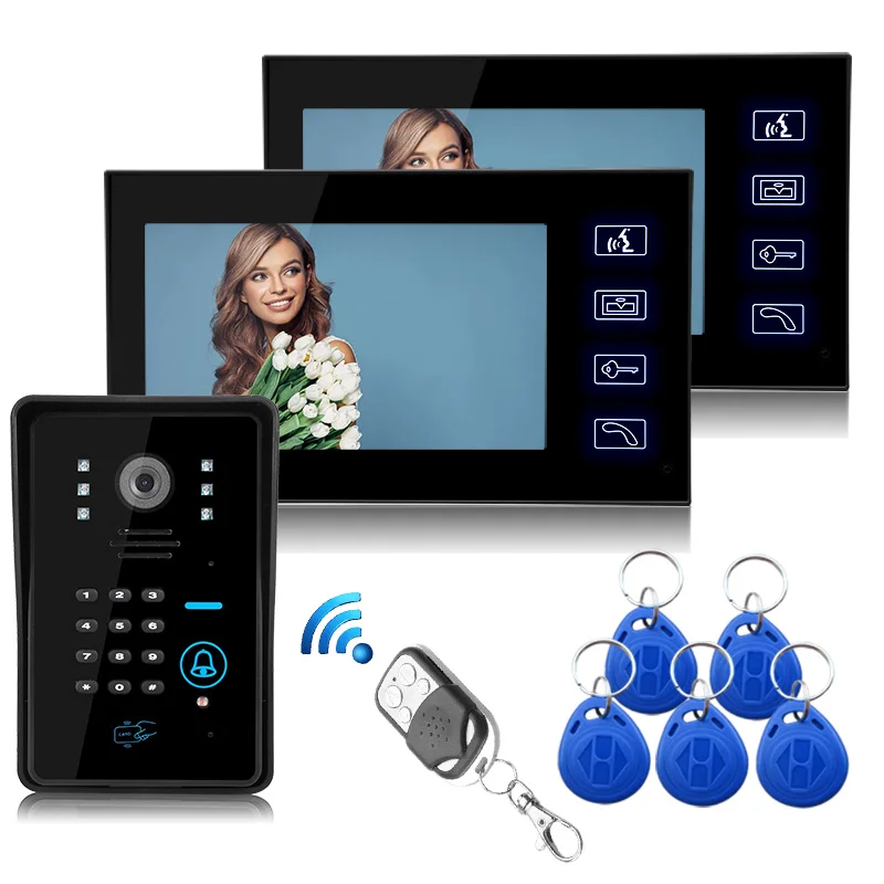 SYSD Wired Intercom Doorbell Video Door Phone Password RFID Unlock Night Vision Security Camera