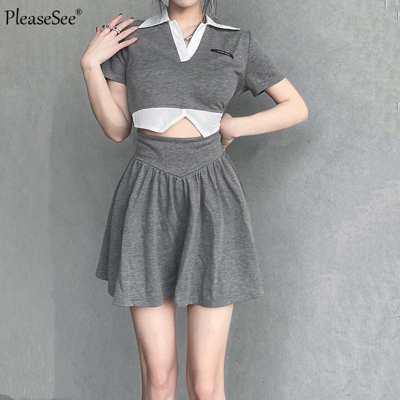 Женский комплект из двух предметов короткий топ и мини-юбка | Комплекты с платьем