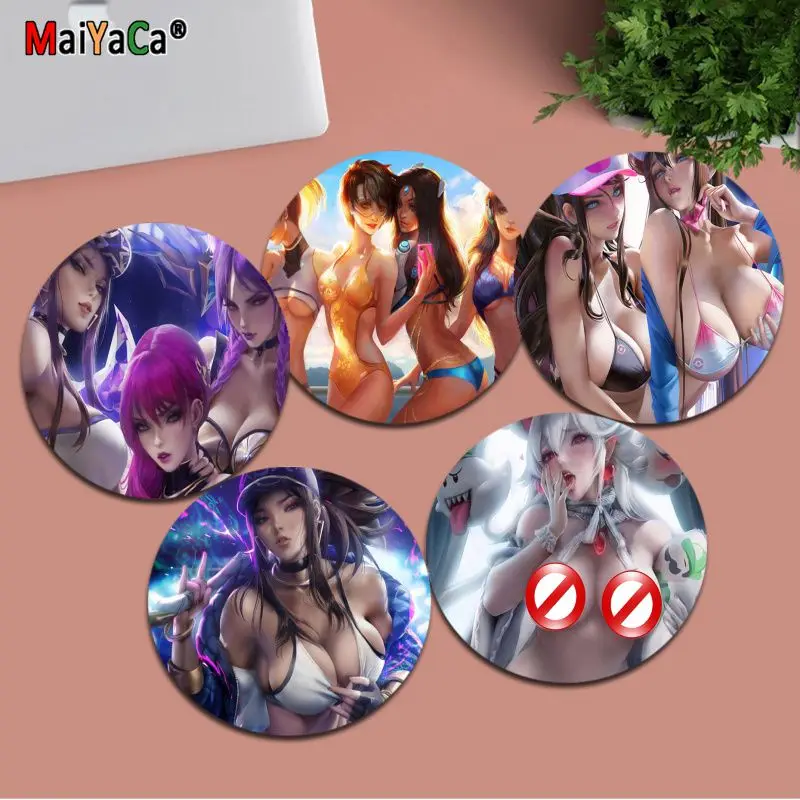 

League of Legends Akali Jinx Sexy DIY Round Desktop Desk Mat Gaming Accessories Students Writing Pad Mouse Pad for PC Desk Pad