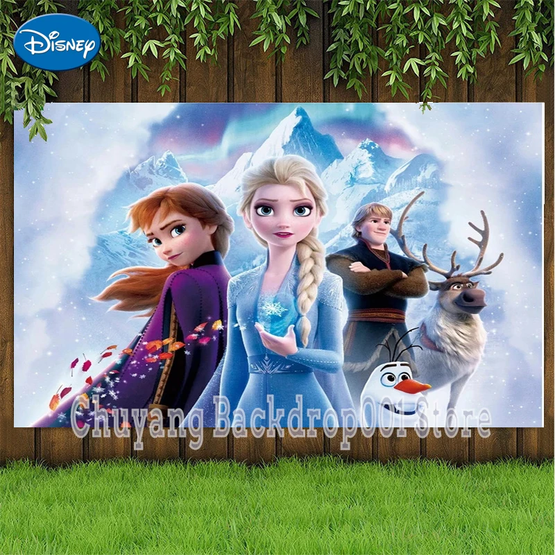 Anna Elsa Disney Frozen Ice Party Backdrop Curtain Photo Booth Girl Children's Birthday Party Wall Decorations Background