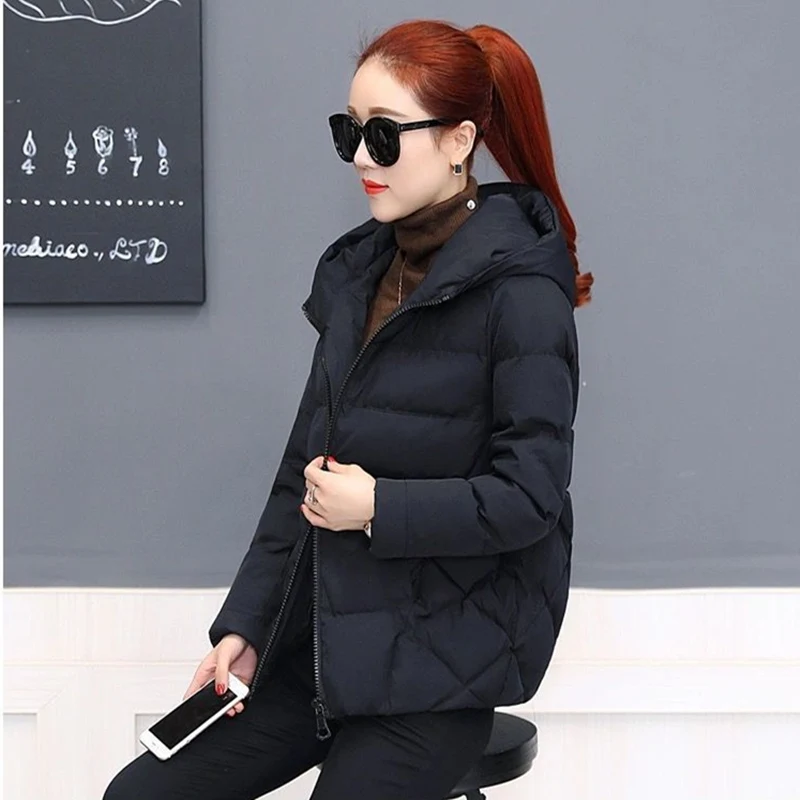2022 New Hooded Thick Warm Short Jacket Cotton Padded Parka Basic Coat Female Winter Parkas Women Jacket Outerwear
