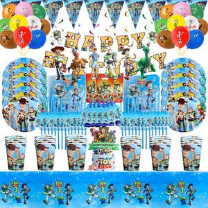 Toy Story Theme Party Decoration Disposable Tableware Paper Cups Plats Napkins Balloons Baby Shower 