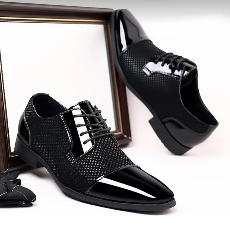 Patent Leather Men's Dress Shoes Slip on Mens Casual Oxford Shoe Brand Moccasin Glitter Male Footwear Pointed Toe Shoes for Men 5 Patent Leather Men's Dress Shoes Slip on Mens Casual Oxford Shoe Brand Moccasin Glitter Male Footwear Pointed Toe Shoes for Men 5