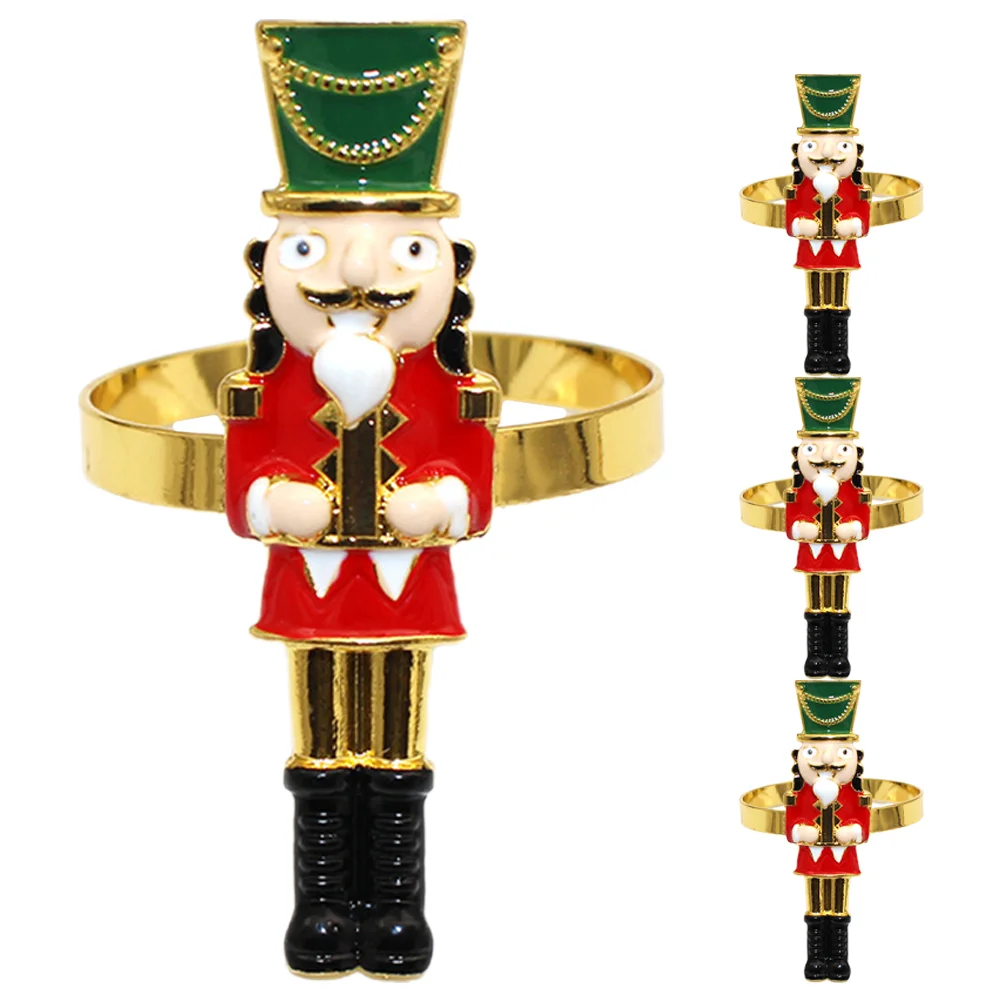 

4 Pcs Grace Banquet Christmas Table Decoration Alloy Nutcracker Shaped Napkin Holder