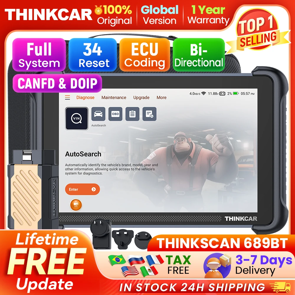 THINKCAR THINKSCAN 689BT Профессиональный автомобильный диагностический инструмент CANFD DOIP