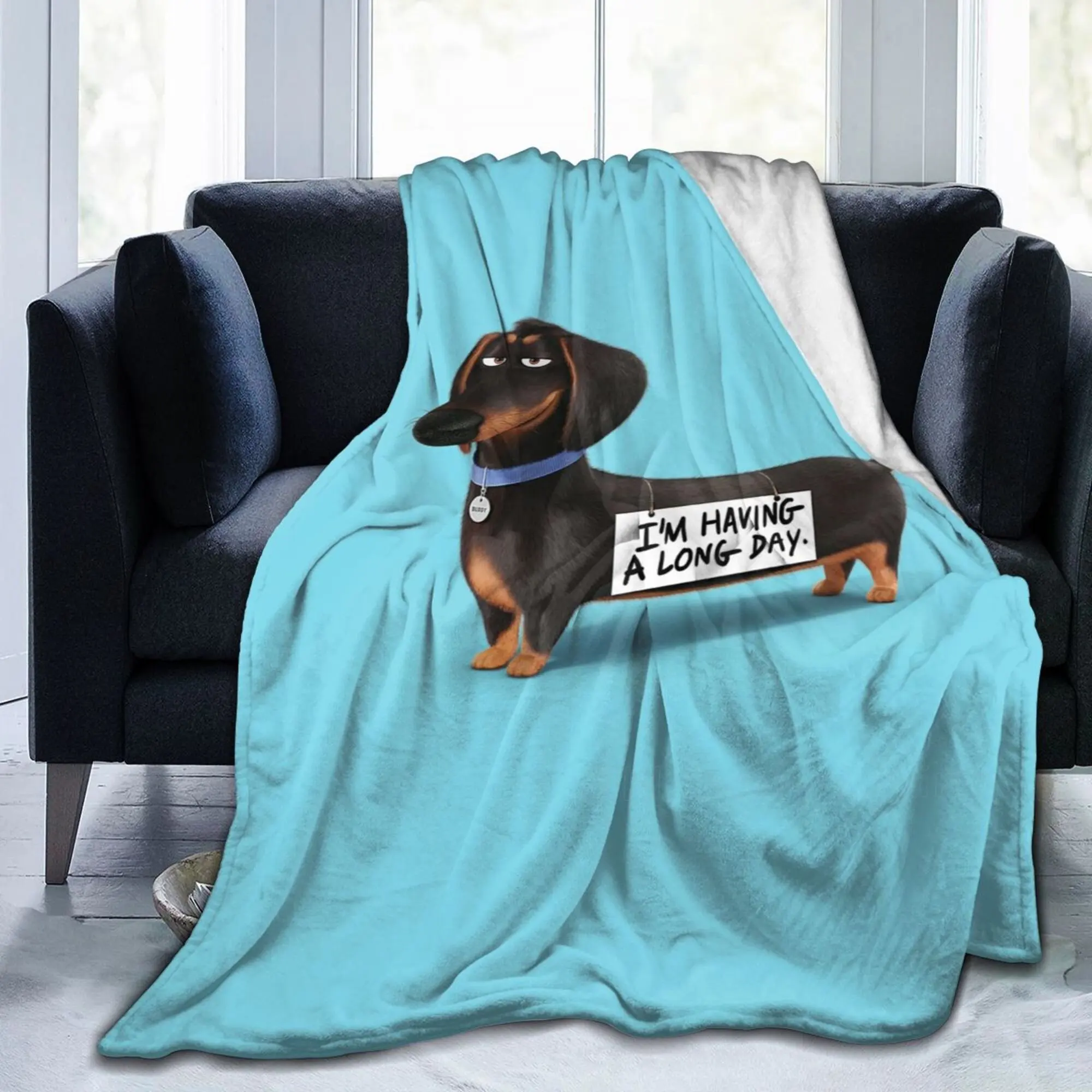

Dachshund Dog Funny Cartoon Puppy Flannel Fleece Blanket Funny Wiener Badger Sausage Dog Throw Blanket for Kids Teens 50x40 Inch