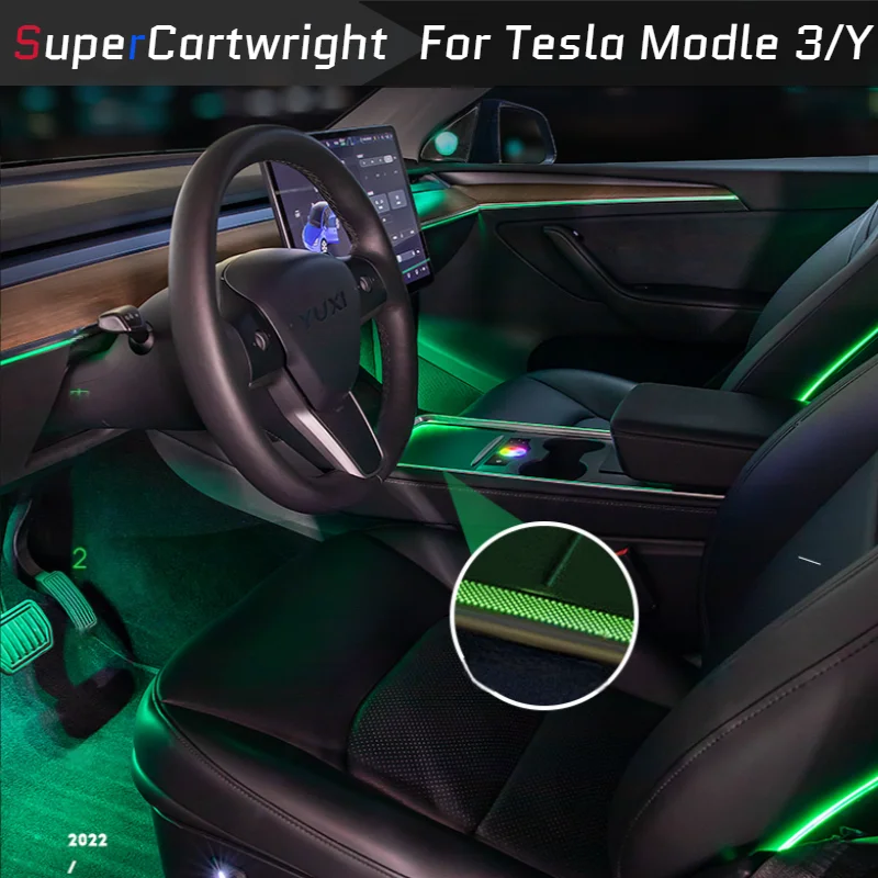 

Вращающаяся на 2021 градусов высокочастотная люминесцентная лампа с крышкой рога для Tesla Model 3/Y, новый дизайн, лазерная резьба, атмосферная лам...