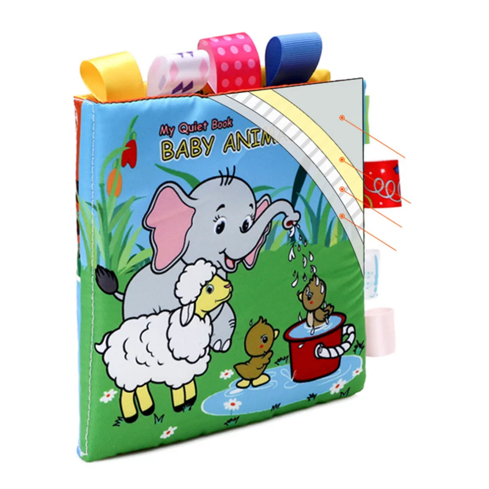 

Детская Мягкая книга из ткани со звуком животного, детская подвесная игрушка для детской коляски, раннее образование, не рвется