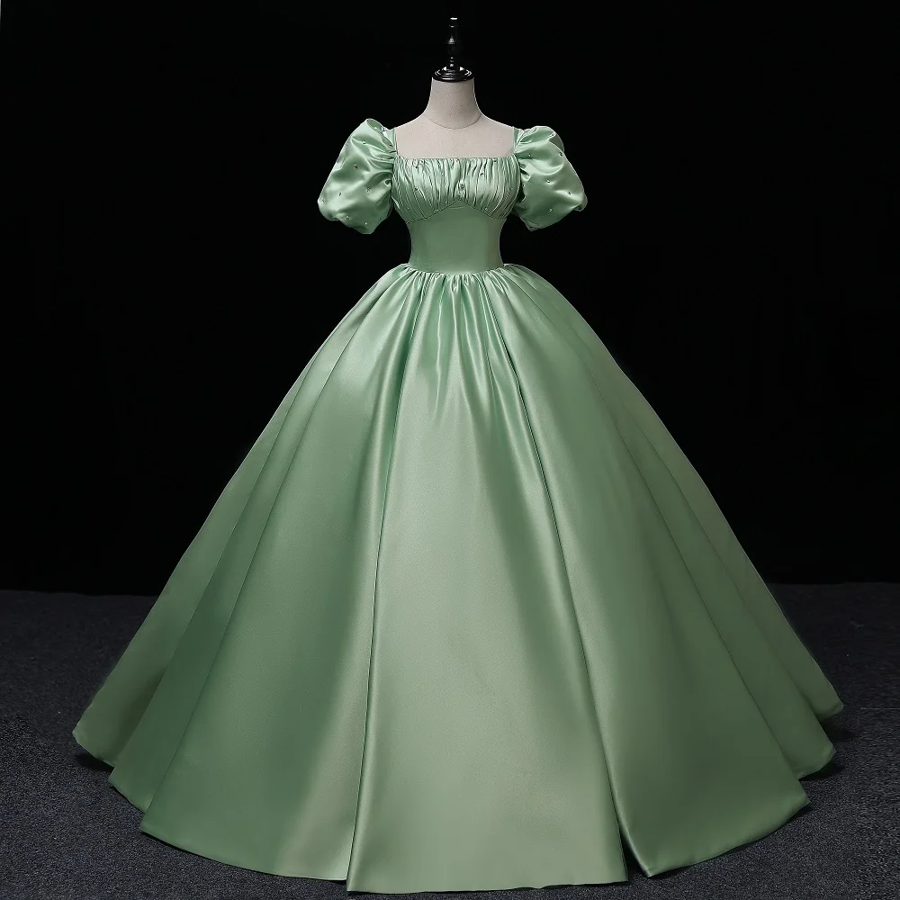 

New green evening dress high-end noble elegant light luxury temperament elegant sexy banquet host official performance party wed