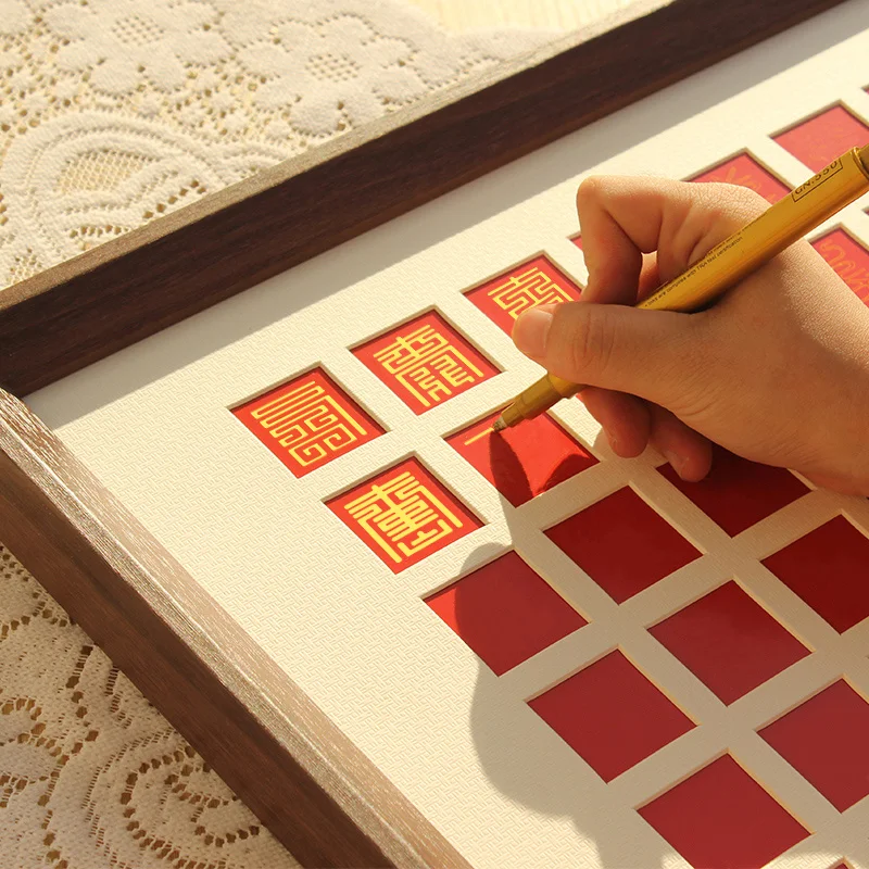 

Scroll Consisting Hundred Forms of Character Longevity Photo Frame Copy 100 Gong Ge Birthday Gift for the Elderly