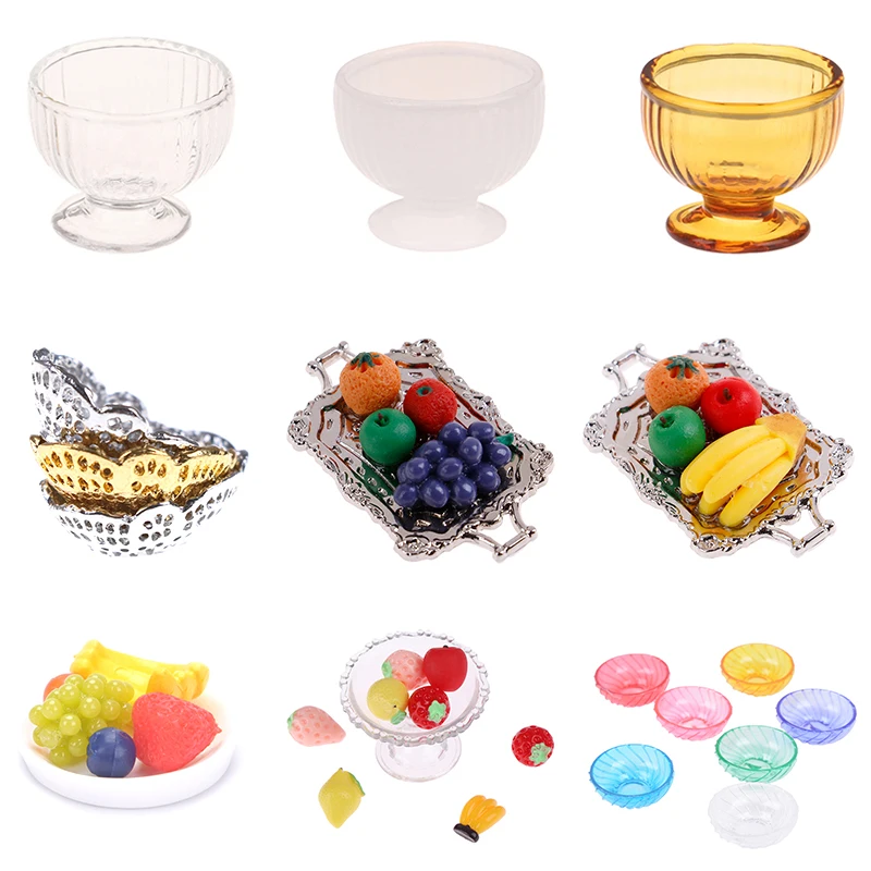 

2022 New Dollhouse Doll House Fruit Grape Vegetable Fruit Tray Miniature Props