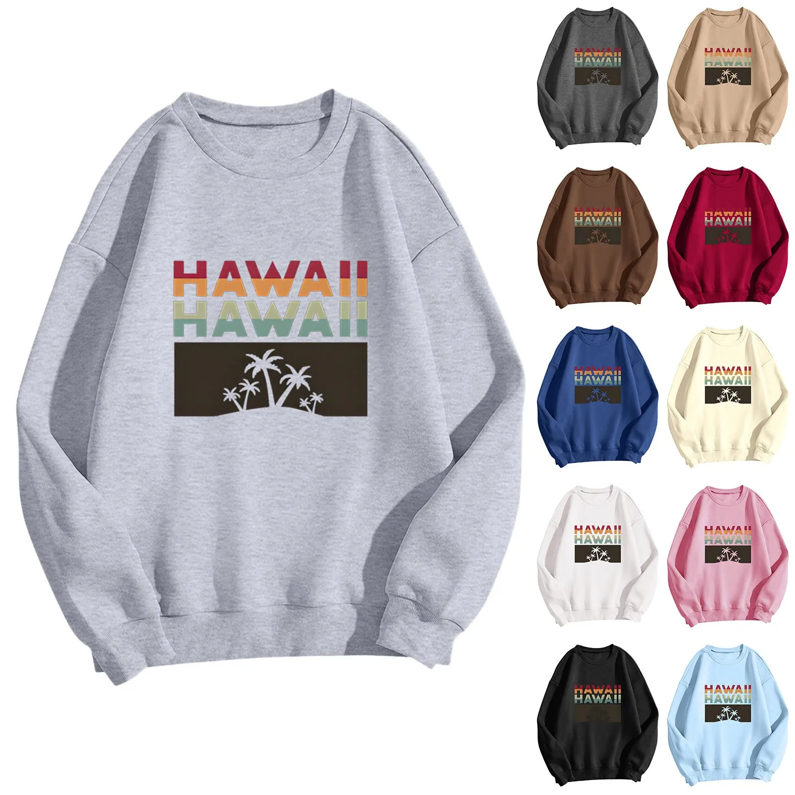 

Women Warm Letter Print Hoodless Sweatshirts Round Neck Long Sleeves Loose Sweatshirts Oversize Ladies Winter Pullover Hoodless