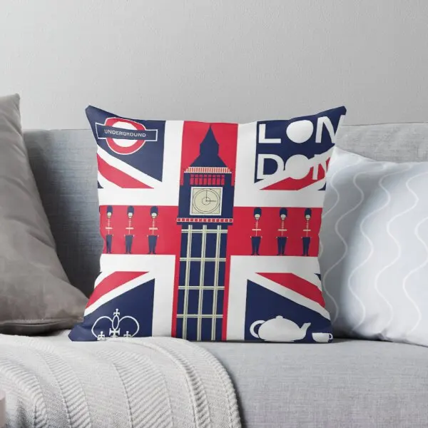 

Vintage Union Jack Uk Flag With London D Printing Throw Pillow Cover Home Comfort Decor Office Waist Anime Pillows not include