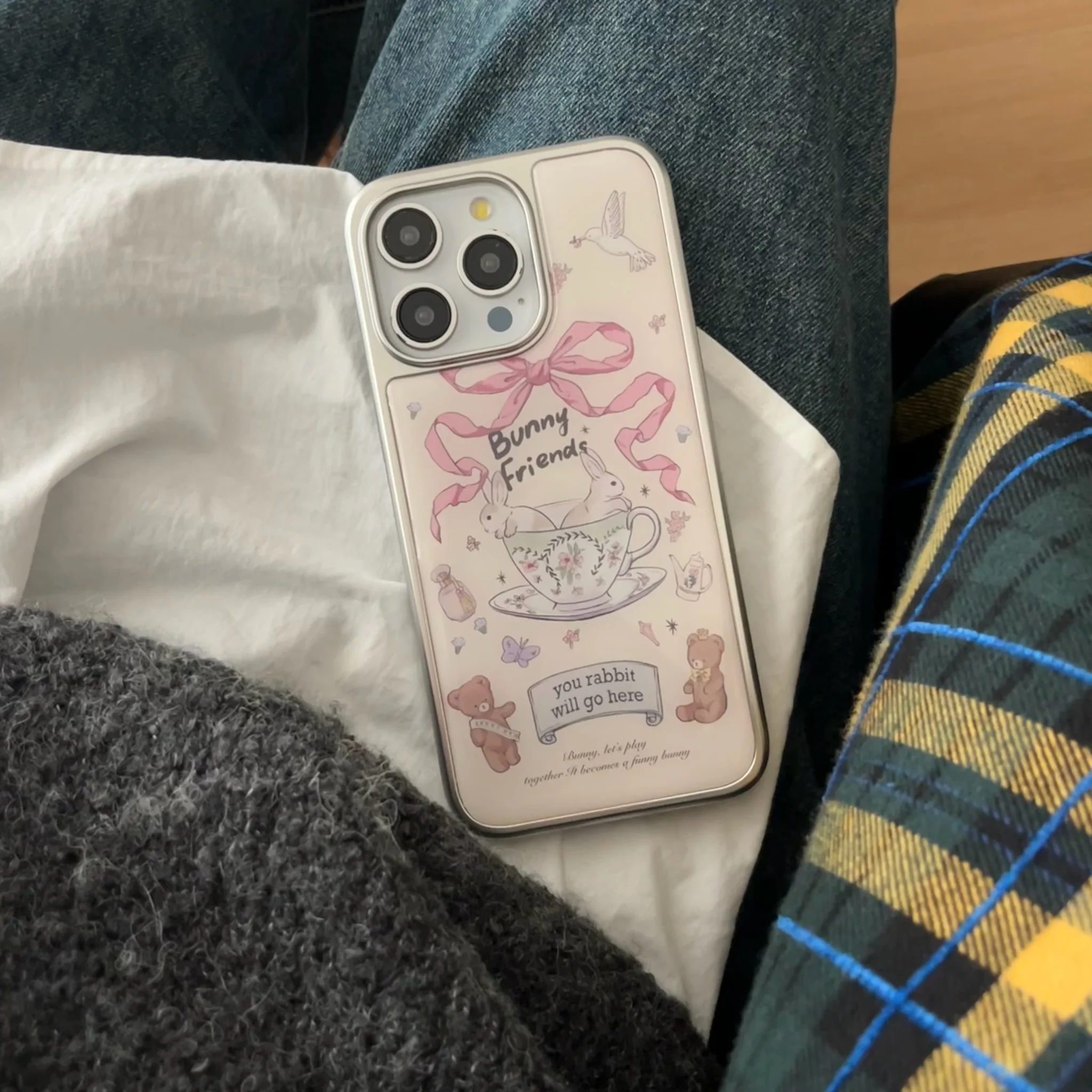 Новый чехол для телефона с чашкой-бабочкой и кроликом iPhone 16 16pro 16promax 15 15pro 15promax 14