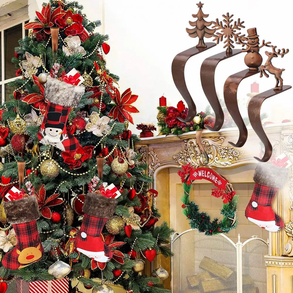 

Изысканный крючок для камина яркий блеск легкий износостойкий Снеговик Санта-Клаус Рождественский зажим для чулок