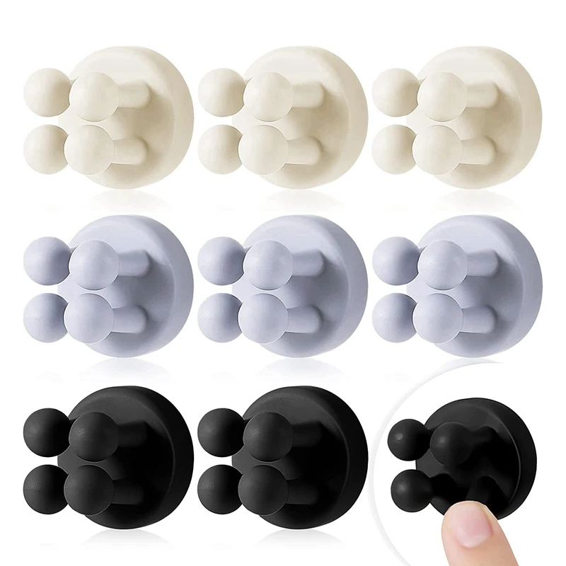 

9PCS Adhesive Hooks Plug Cable Utility Hook Sticky Silicone Hooks Wall Decor Waterproof Shower Hook For Bathroom Kitchen