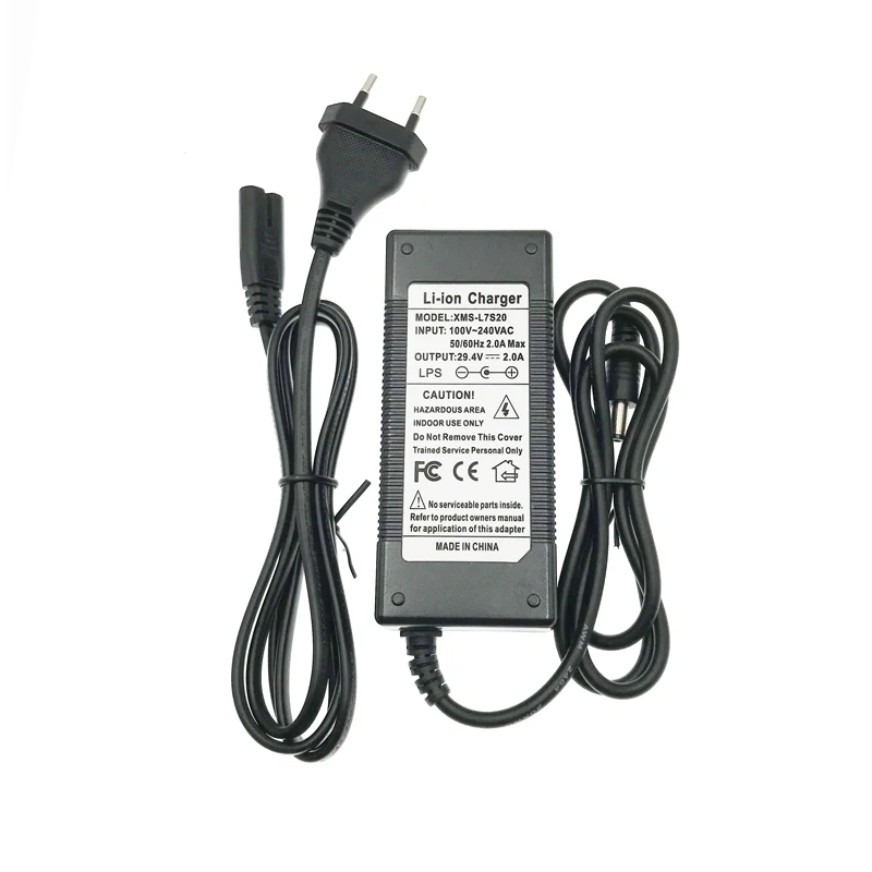 

NEW 24V 7Series 18650 Lithium Battery Charger electric bike lithium battery 29.4V 2A DC 5.5*2.1mm Plug connector charger